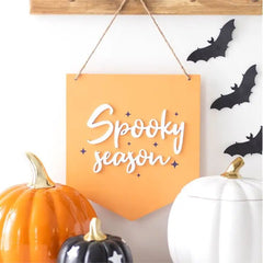 Orange Spooky Season Pastel Halloween Hanging Sign - Something Different Wholesale