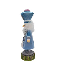 Decorative figure of a character in a blue outfit with a white beard on a white background