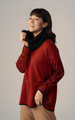 Oversized Alpaca Sweater | Reversible | Hand Embroidery - ApparelWUAMAN