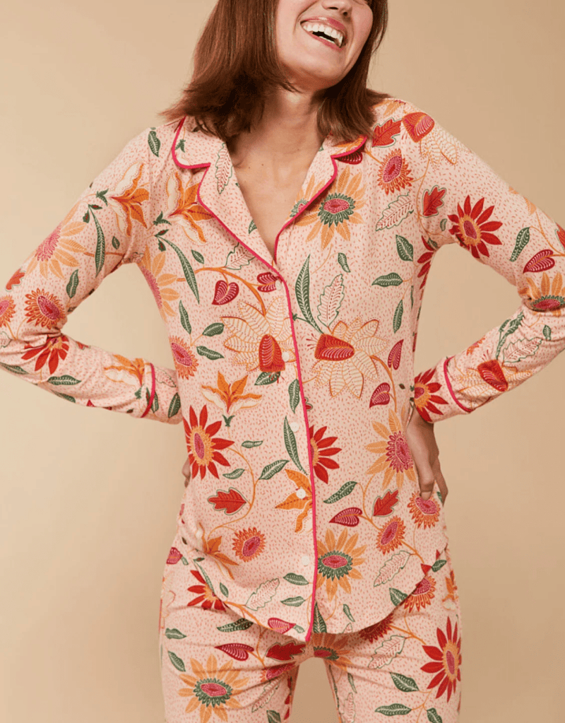 Pajama Top Botanic Garden Boho Floral Peach - PajamasSPARTINA 449