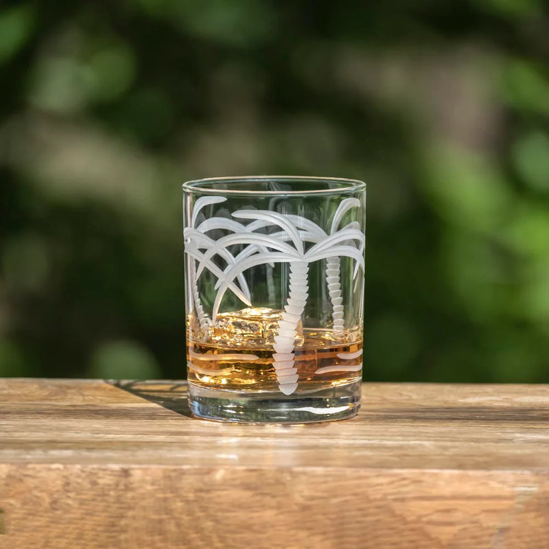 Palm Tree Etched Glassware