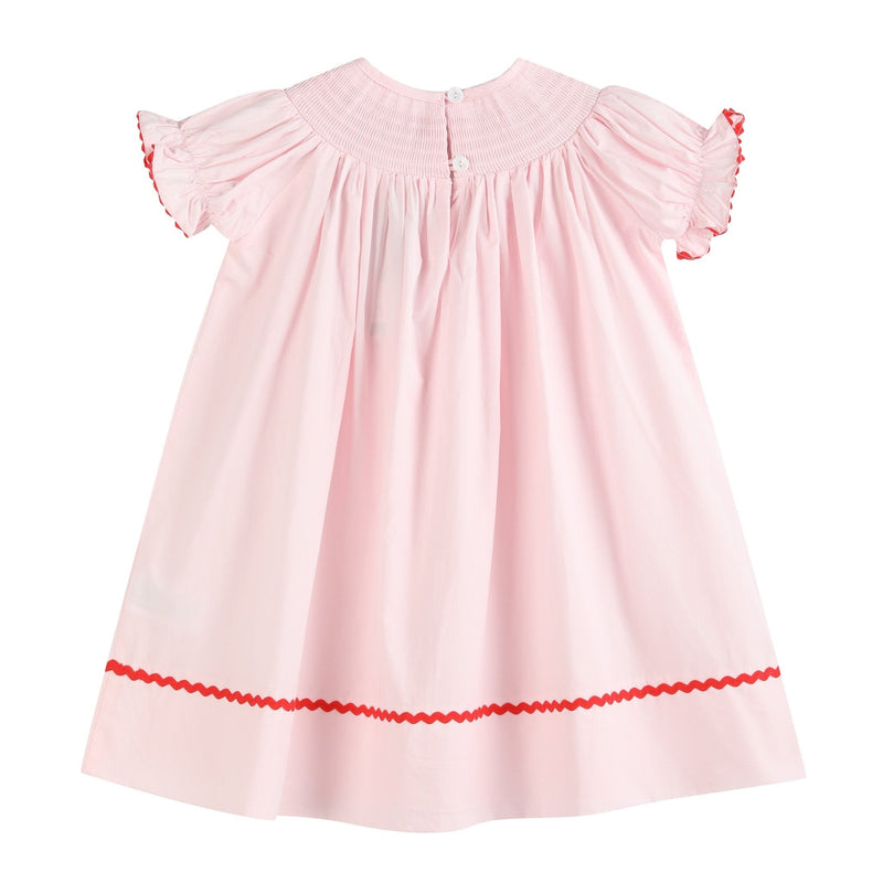Pink Christmas Smocked Bishop Dress