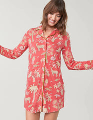 Pajama Sleep Shirt Lowcountry Fauna Red