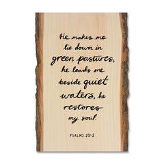Psalms 23:2 Green Pastures Scripture -Wood Magnet