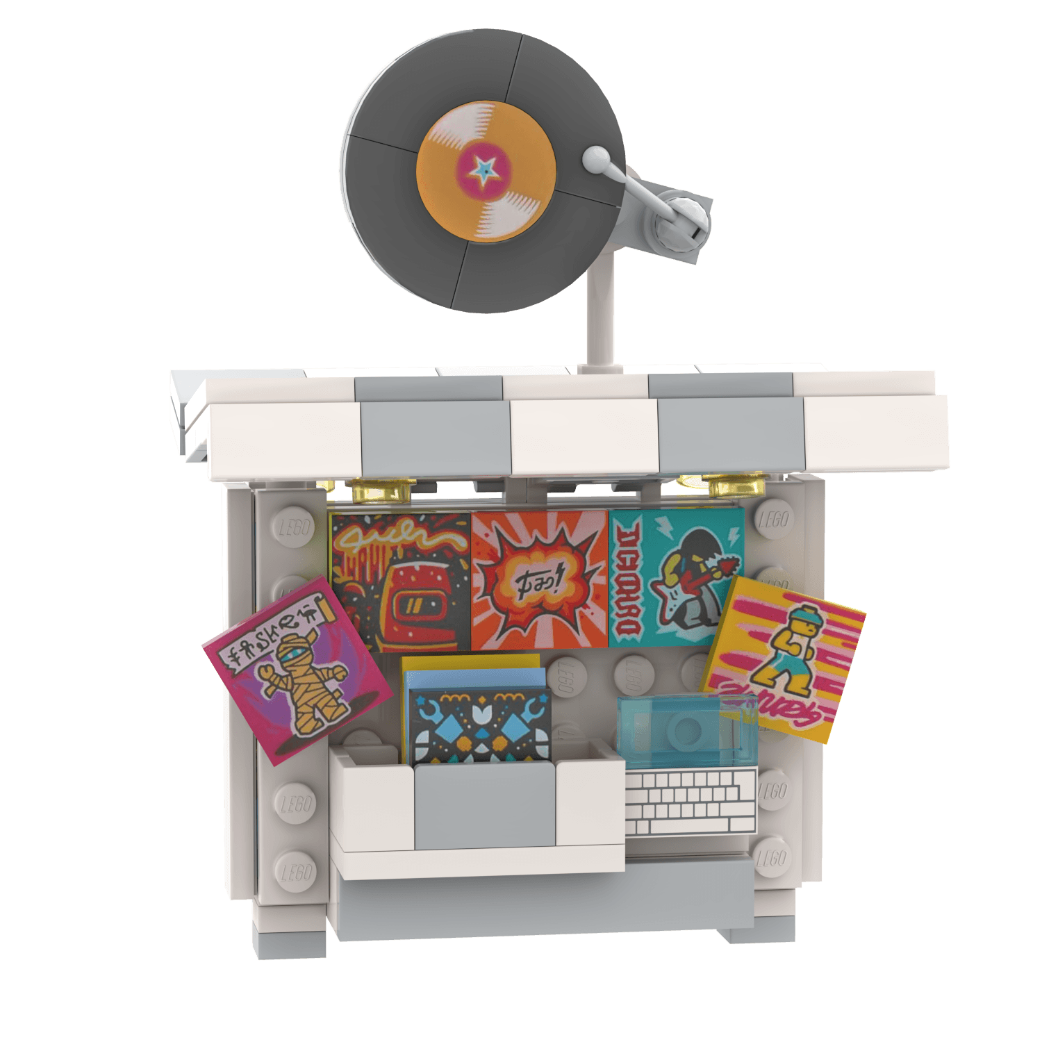Record Kiosk  - Market Stall - Custom Build Kit - Made Using LEGO® Parts