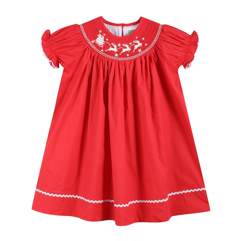 Red Santa Sleigh Bishop Dress