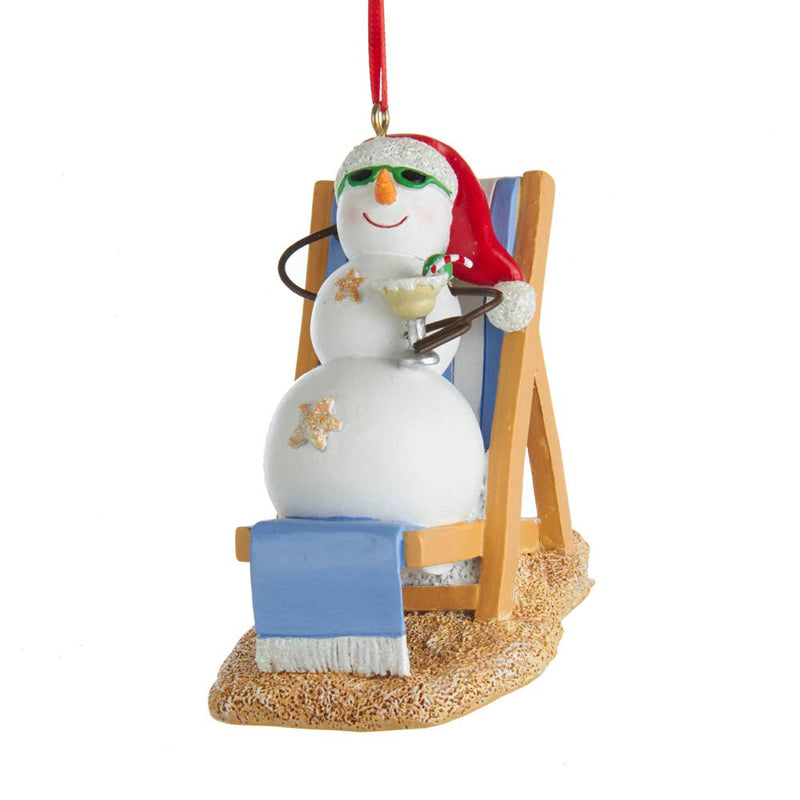 Resin Snowman on Beach Chair Ornament - Kurt S. Adler, Inc.