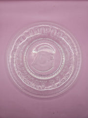  Vintage clear pressed glass child’s plate with alphabet border and cameo design, 8 inches.