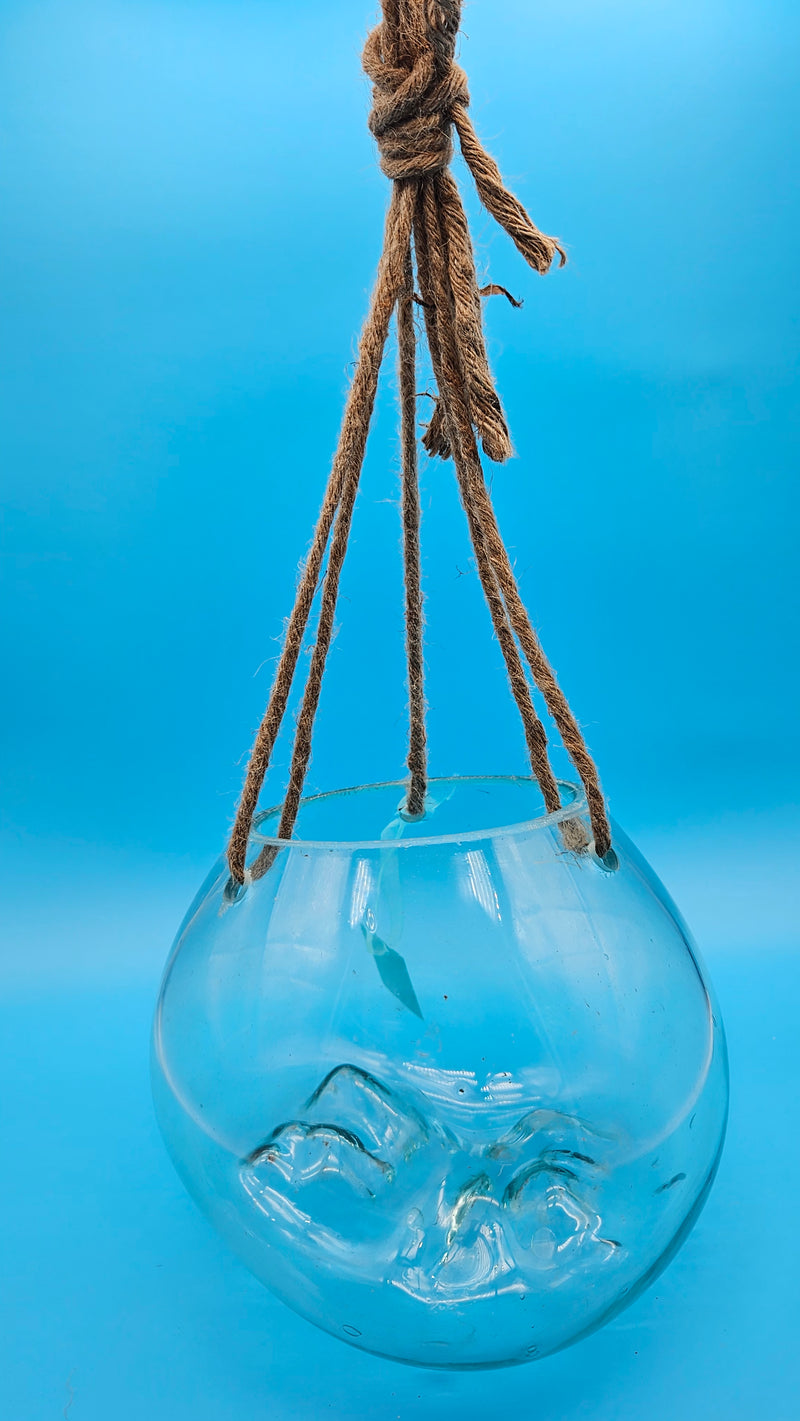 Hanging Glass Molten Terrarium with Rope