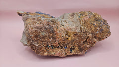 Rough malachite azurite mineral specimen weighing 1205 grams with vibrant blue and green coloration on a raw matrix.
