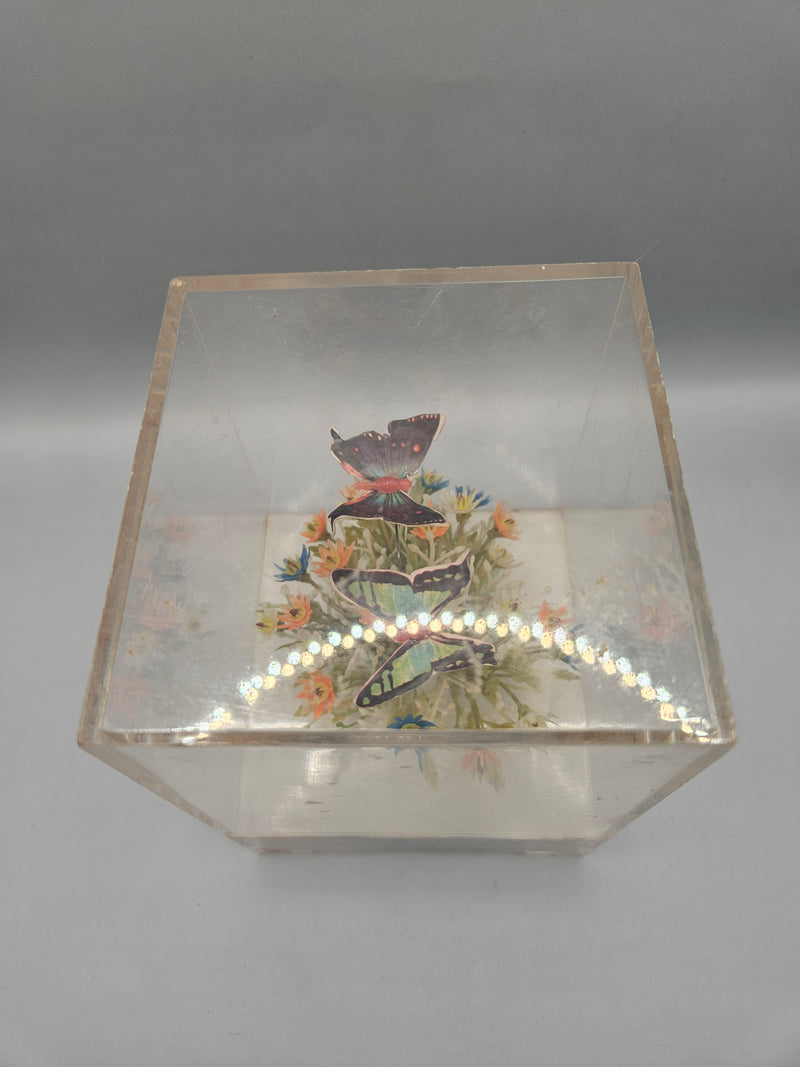 Vintage Acrylic Music Box With Butterflies