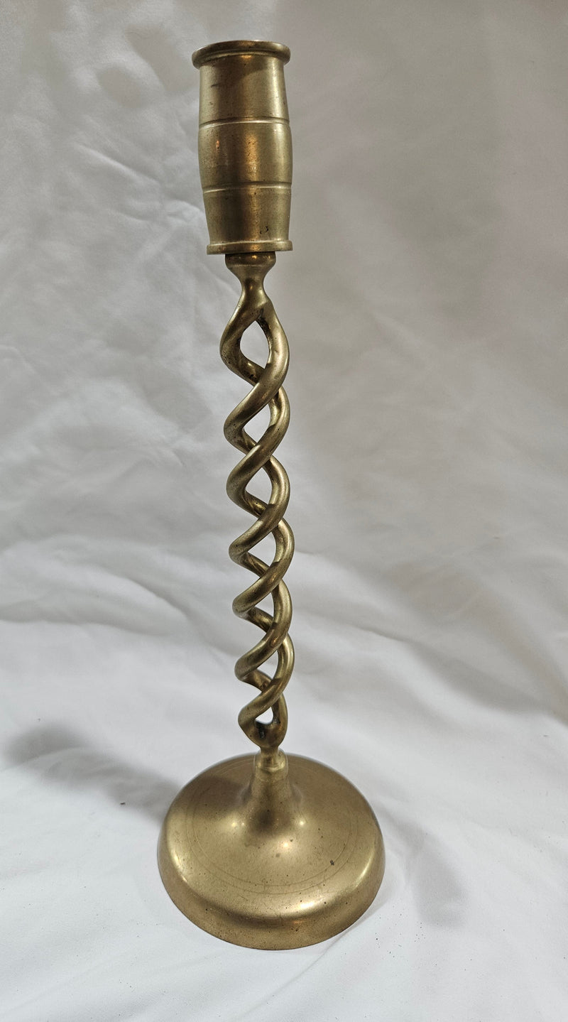 Antique Hampton Brass Spiral Twist Candle Stick Holder