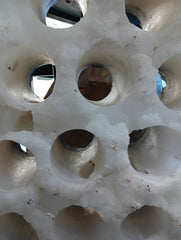 White Onyx Wine Holder with 15 Bottle Openings – Natural Sculptural Stone Rack