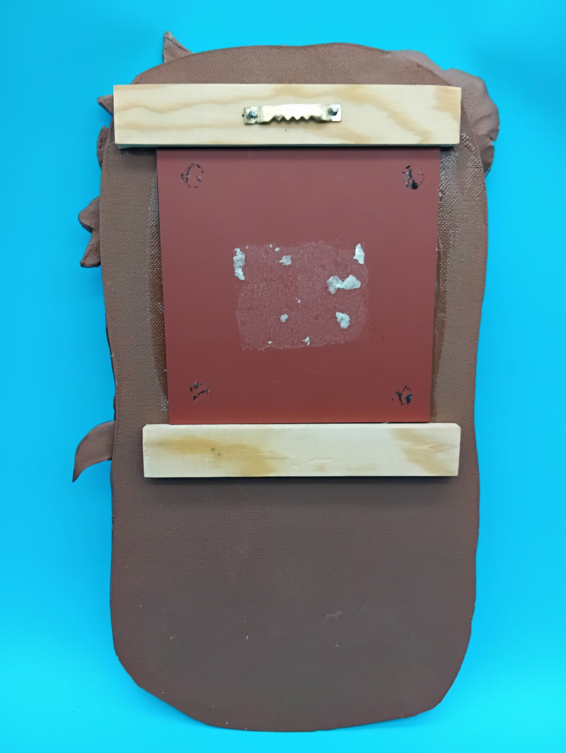 Handmade ceramic coastal mirror with hibiscus, heron, shells, and sand dollar – 13.5" x 8"