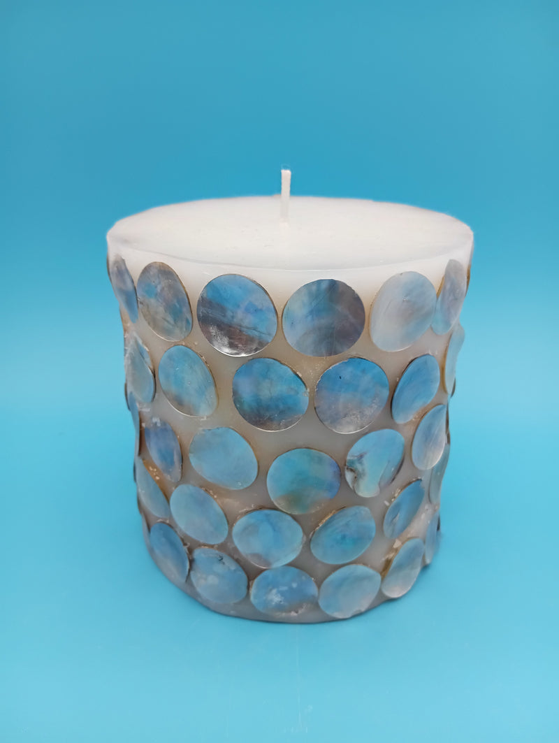 Mother of Pearl Shell Accent Candle – Medium 4.25"