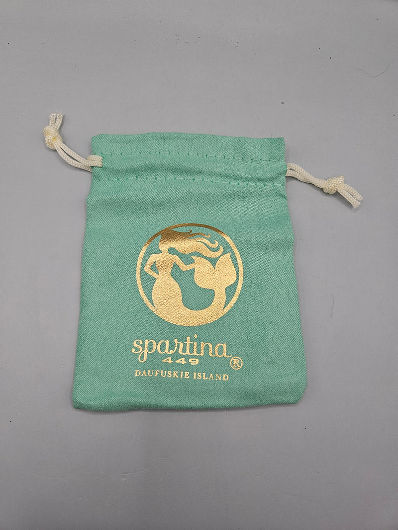 Spartina Drawstring Fabric Bag, 5"x4", jewelry storage bag, Spartina accessory, small fabric pouch