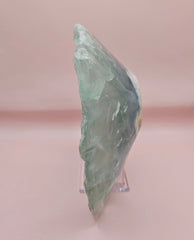 Polished fluorite crystal bowl with green banding, measuring 8.5 inches wide.