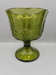  vintage Colony Glass Harvest Green Grape Panel footed planter vase, measuring 6.5