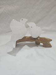 Vintage Onyx Love Birds On A Branch