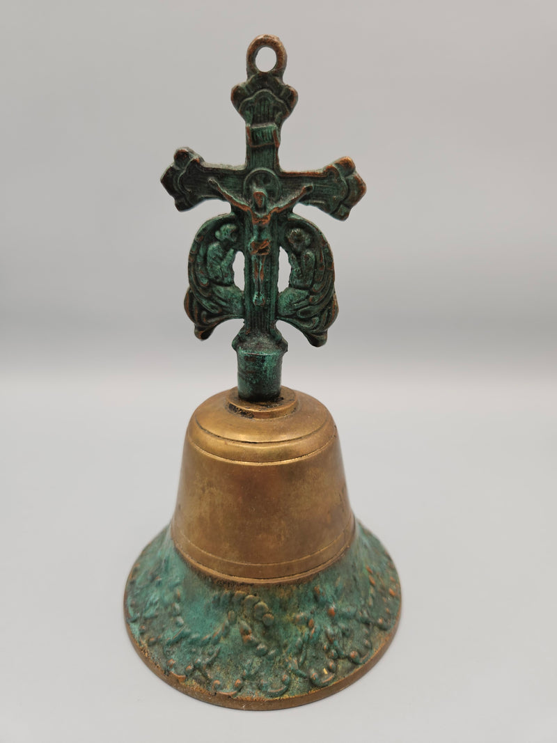 Vintage Brass Cross Hand Bell