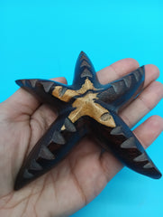 Hand-carved 4-inch ironwood starfish coastal déco