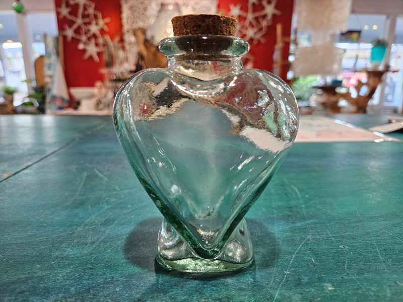 Vintage Heart Glass Bottle With Cork