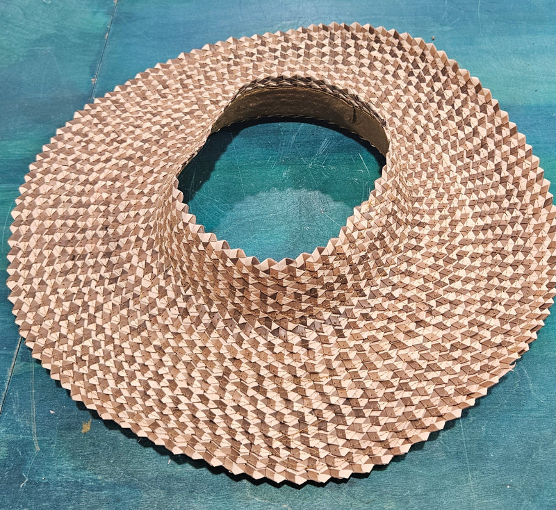 Large 17" open-top woven straw sun hats in assorted colors including black, orange, lime, and natural