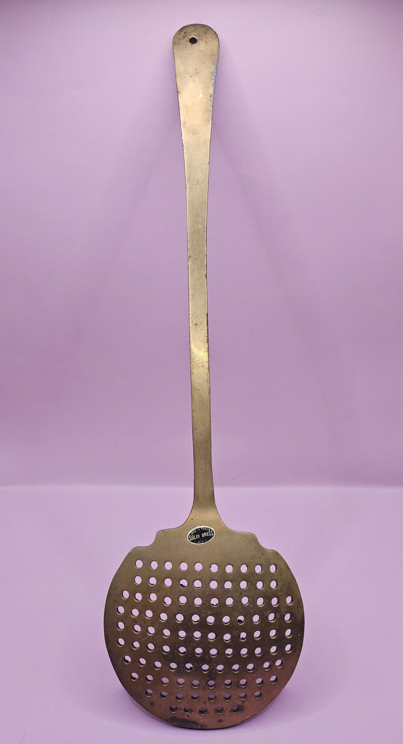 Vintage Large Brass Skimmer Spoon