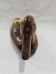 Vintage Wood Duck Decoy With Glass Eye