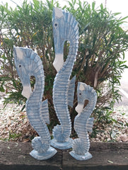 Wooden Seahorse Sculpture – Blue, Teal, or Brown Coastal Decor | Loving Coastal Living