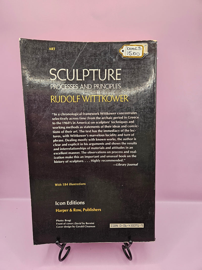 Back Cover of Sculpture: Processes and Principles by Rudolf Wittkower, a guide on sculptural techniques and history