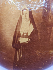 Vintage Celluloid Photo Button Nun