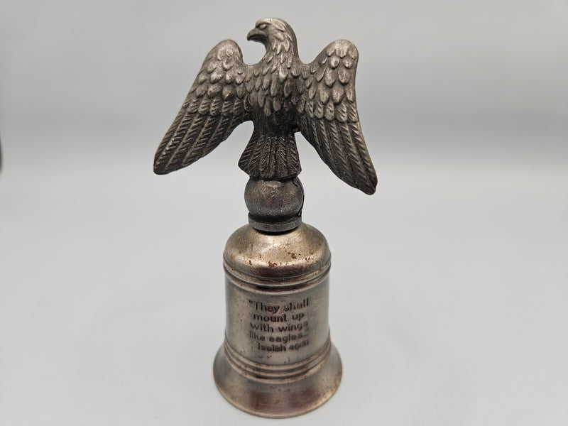 Vintage Silver Metal Patriotic Eagle Liberty Dinner Service Bell Isaiah 40:31