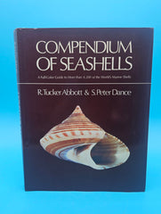 First edition Compendium of Seashells hardcover book by R. Tucker Abbott & S. Peter Dance, 1982 edition with full-color marine shell photography.