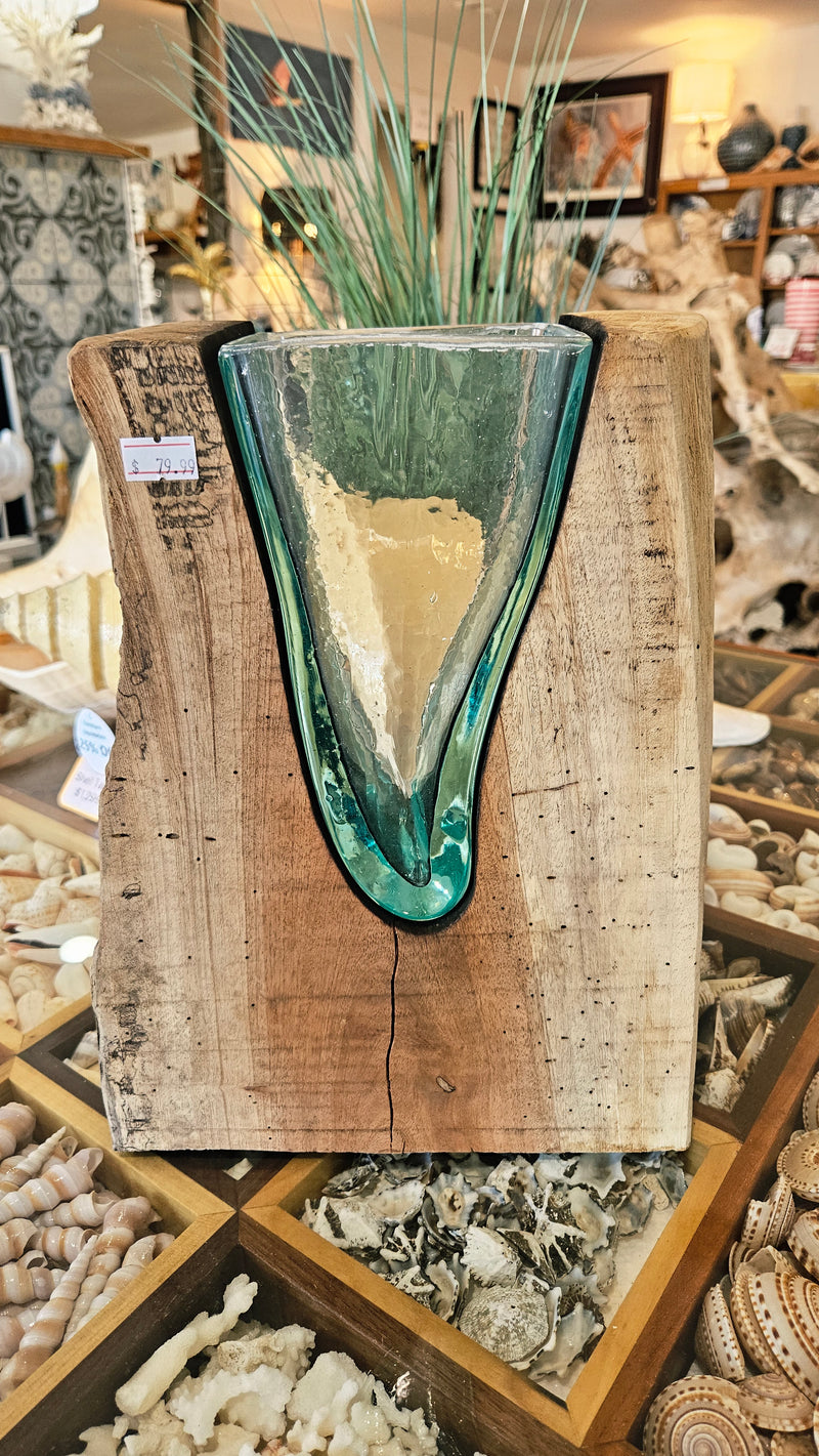Tree Slice Glass Poured Molten Vase