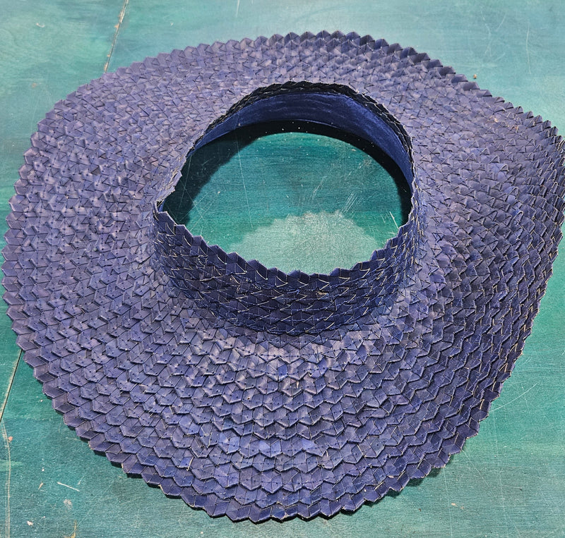 Large 17" open-top woven straw sun hats in assorted colors including black, orange, lime, and natural