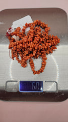 Strand of Mediterranean red coral beads for jewelry making, 60 grams, irregular polished pieces in warm red hues