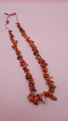 Strand of raw Mediterranean red coral beads, 51 grams, 20 inches, with natural matrix textures for rustic jewelry making