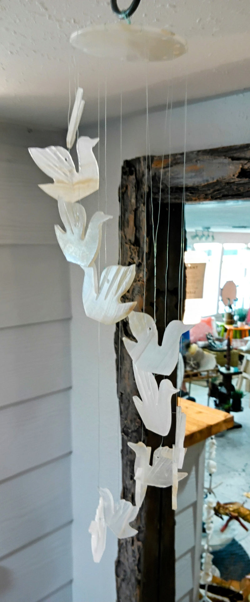 Hand-carved onyx bird wind chime with cascading stone birds, 17 inches long – Loving Coastal Living