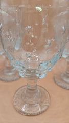 Set of three vintage Libbey LRS154 clear hobnail water goblets