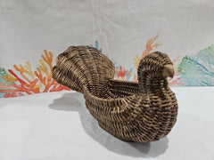 Vintage Wicker Peacock Basket