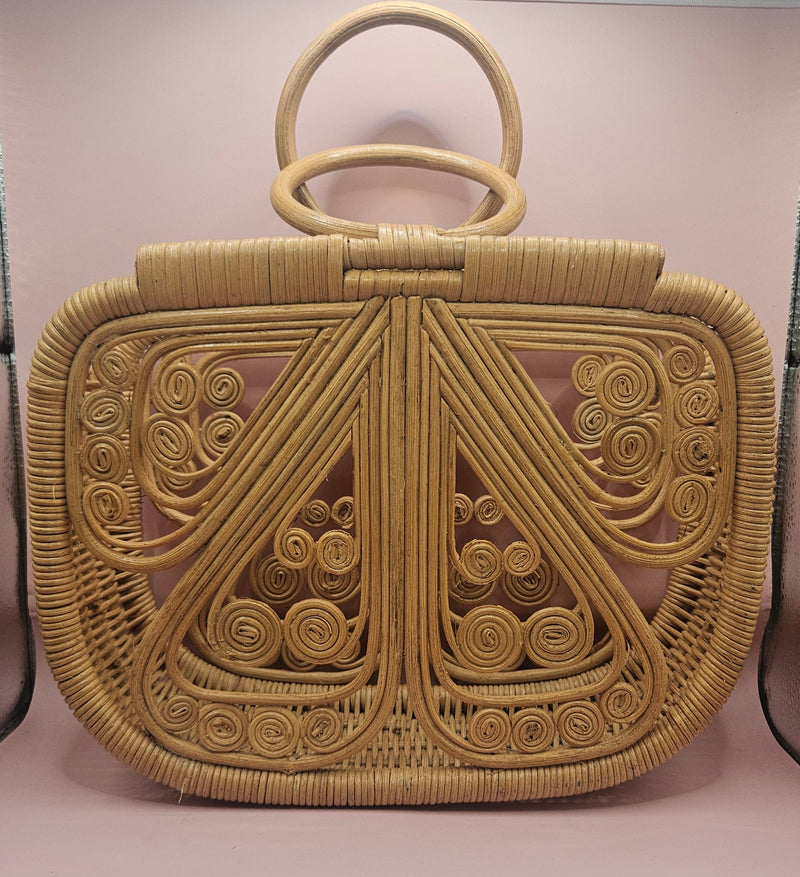 hardwood butterfly-shaped handbags in natural and dark finishes