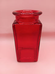 Colorful vintage square glass bottles in green, red, purple, and blue – 6