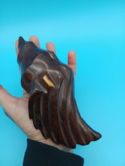 Hand-carved ironwood conch shell coastal decor 6.5 inches