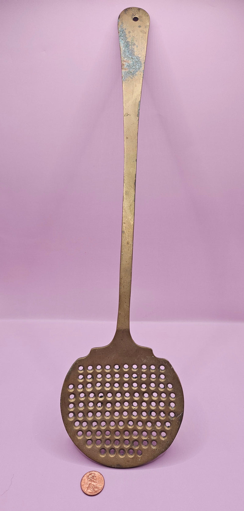 Vintage Large Brass Skimmer Spoon