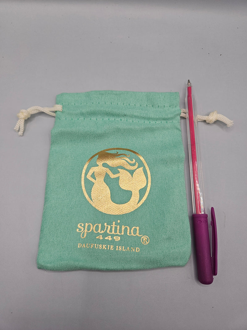 Spartina Drawstring Fabric Bag, 5"x4", jewelry storage bag, Spartina accessory, small fabric pouch