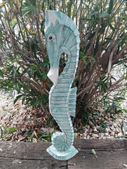 Wooden Seahorse Sculpture – Blue, Teal, or Brown Coastal Decor | Loving Coastal Living