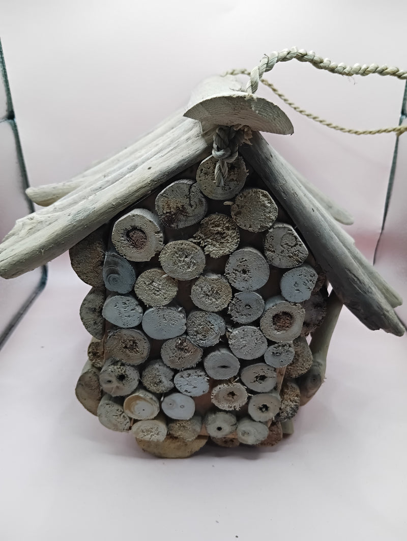 Double driftwood birdhouse – 11 x 9 x 9 with coastal style and rustic finish