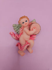 intage angel cherub magnets, each playing different instruments like cymbals, flute, and violin