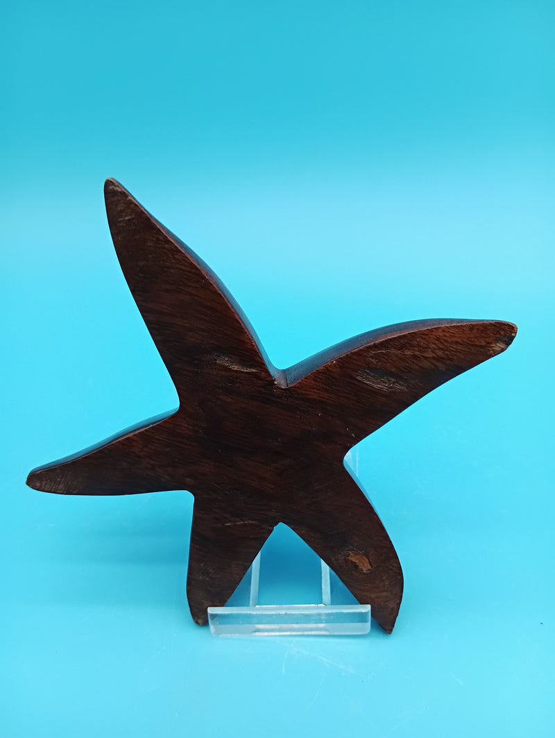 Hand-carved 4-inch ironwood starfish coastal déco